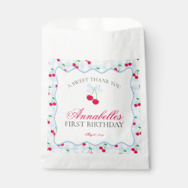 Cherry Sweet Blue Coquette Bow Verjaardag Dessert Bedankzakje