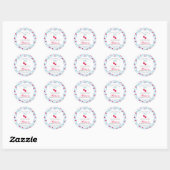 Cherry Sweet Blue Coquette Bow Verjaardagskring Ronde Sticker (Vel)