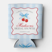 Cherry Sweet Blue Coquette Bow Vrijgezellenfeest F Blikjeskoeler (Voorkant)