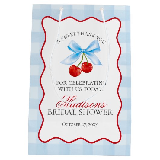Cherry Sweet Blue Coquette Bow Vrijgezellenfeest F Medium Cadeauzakje (Achterkant)