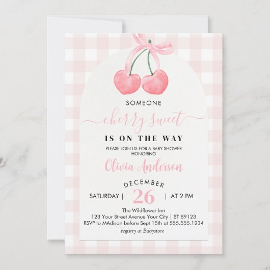 cherry Sweet Cherries Baby shower Kaart (Voorkant)