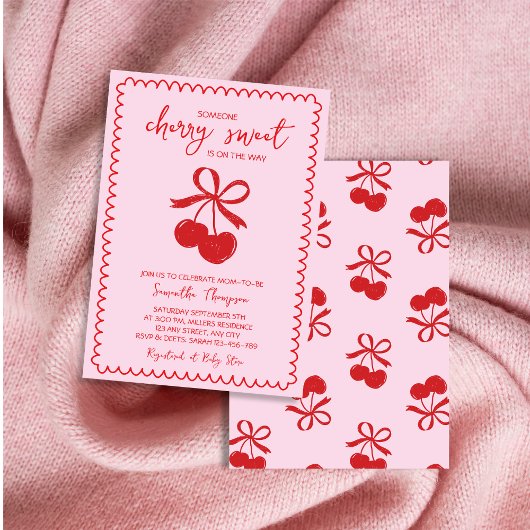 Cherry Sweet Elegant Hand getrokken Baby Girl Douc Kaart