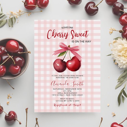 Cherry Sweet is onderweg naar Baby shower Kaart