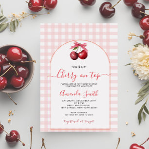 Cherry Sweet Pink Baby shower Cherry op de top Kaart