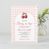 Cherry Sweet Pink Baby shower Cherry op de top Kaart (Staand voorkant)