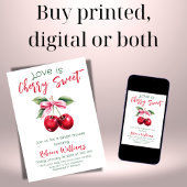 Cherry Sweet Pink Bow Fruit Theme Vrijgezellenfees Kaart