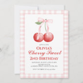 Cherry Sweet Pink Bow preppy verjaardag Kaart (Voorkant)