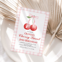 Cherry Sweet Pink Bow preppy verjaardag Kaart