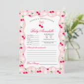 Cherry Sweet Pink Coquette Advies voor Baby Kaart (Staand voorkant)