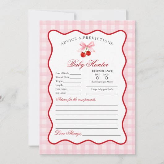 Cherry Sweet Pink Coquette Advies voor Baby Kaart (Voorkant)