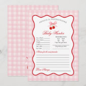 Cherry Sweet Pink Coquette Advies voor Baby Kaart (Voorkant / Achterkant)