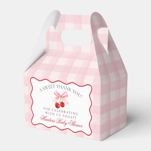 Cherry Sweet Pink Coquette Baby shower Favoriete B Bedankdoosjes (Voorkant Zijde)