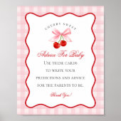 Cherry Sweet Pink Coquette Boog Advies voor Baby Poster (Voorkant)