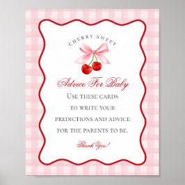 Cherry Sweet Pink Coquette Boog Advies voor Baby Poster