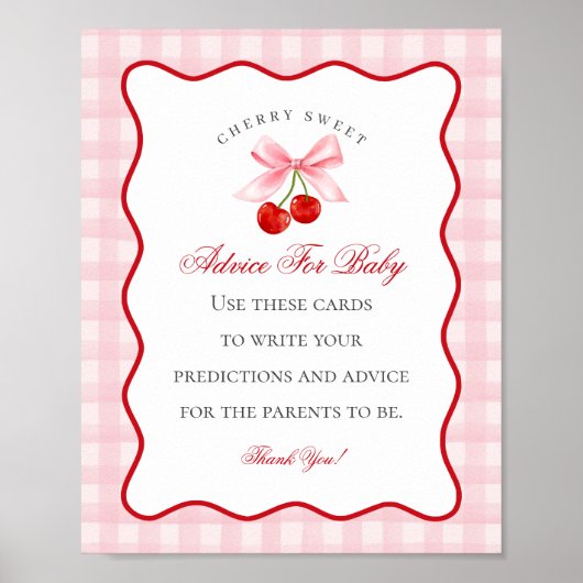 Cherry Sweet Pink Coquette Boog Advies voor Baby Poster (Voorkant)