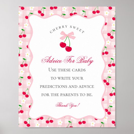 Cherry Sweet Pink Coquette Boog Advies voor Baby Poster (Voorkant)