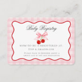Cherry Sweet Pink Coquette Bow Baby Registry Kaart (Voorkant)