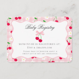 Cherry Sweet Pink Coquette Bow Baby Registry Kaart