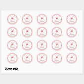 Cherry Sweet Pink Coquette Bow Baby shower Circle Ronde Sticker (Vel)