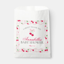 Cherry Sweet Pink Coquette Bow Baby shower Dessert Bedankzakje