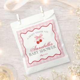Cherry Sweet Pink Coquette Bow Baby shower Dessert Bedankzakje