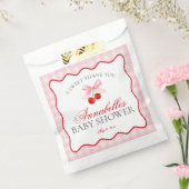 Cherry Sweet Pink Coquette Bow Baby shower Dessert Bedankzakje (Gezegeld)