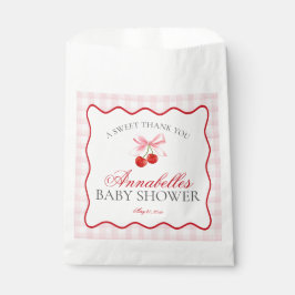 Cherry Sweet Pink Coquette Bow Baby shower Dessert Bedankzakje