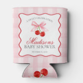 Cherry Sweet Pink Coquette Bow Baby shower Favorie Blikjeskoeler (Achterkant)