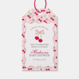Cherry Sweet Pink Coquette Bow Baby shower Favorie Cadeaulabel