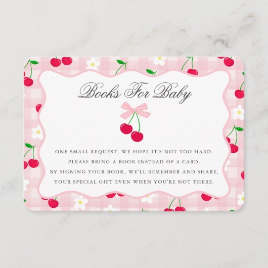 Cherry Sweet Pink Coquette Bow Boeken voor Baby Ka Informatiekaartje (Voorkant)