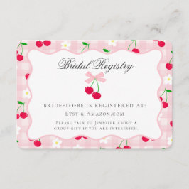 Cherry Sweet Pink Coquette Bow Bruids Registry Informatiekaartje
