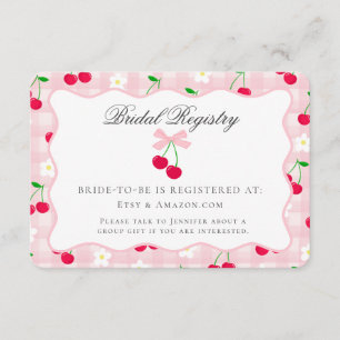 Cherry Sweet Pink Coquette Bow Bruids Registry Informatiekaartje