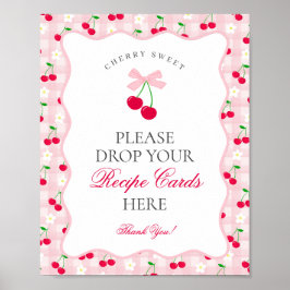 Cherry Sweet Pink Coquette Bow Deel een Receptteke Poster