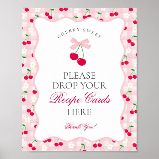 Cherry Sweet Pink Coquette Bow Deel een Receptteke Poster (Voorkant)