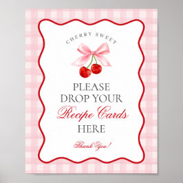 Cherry Sweet Pink Coquette Bow Deel een Receptteke Poster