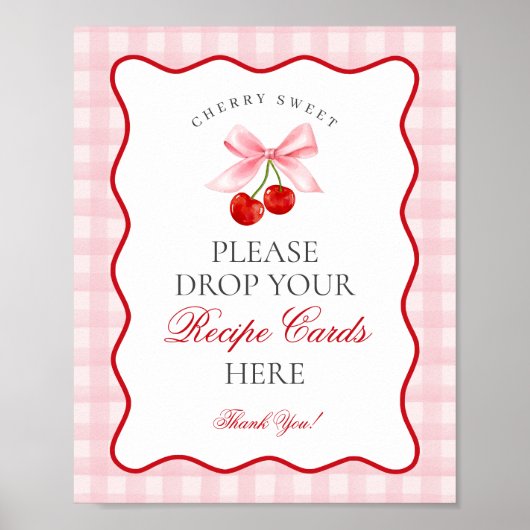 Cherry Sweet Pink Coquette Bow Deel een Receptteke Poster (Voorkant)