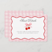Cherry Sweet Pink Coquette Bow Details Kaart invoe (Voorkant / Achterkant)