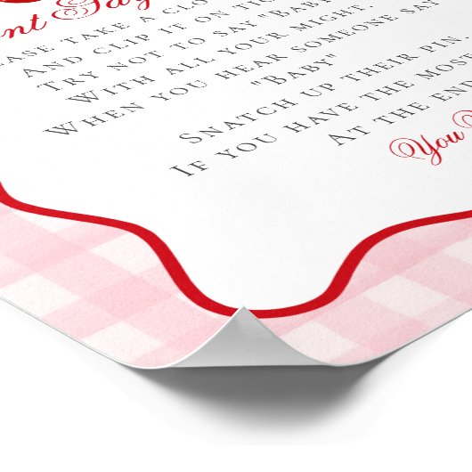 Cherry Sweet Pink Coquette Bow Don't Say Baby Sign Poster (Hoek)