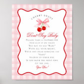 Cherry Sweet Pink Coquette Bow Don't Say Baby Sign Poster (Voorkant)