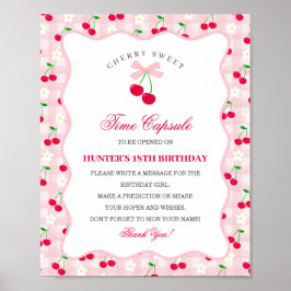 Cherry Sweet Pink Coquette Bow Gingha Time Capsule Poster