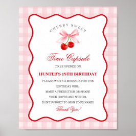 Cherry Sweet Pink Coquette Bow Gingha Time Capsule Poster