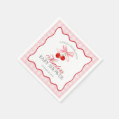 Cherry Sweet Pink Coquette Bow Gingham Baby shower Servet (Hoek)