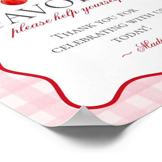 Cherry Sweet Pink Coquette Bow Gingham Favorieten  Poster (Hoek)