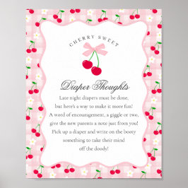 Cherry Sweet Pink Coquette Bow Luier Gedachten Poster