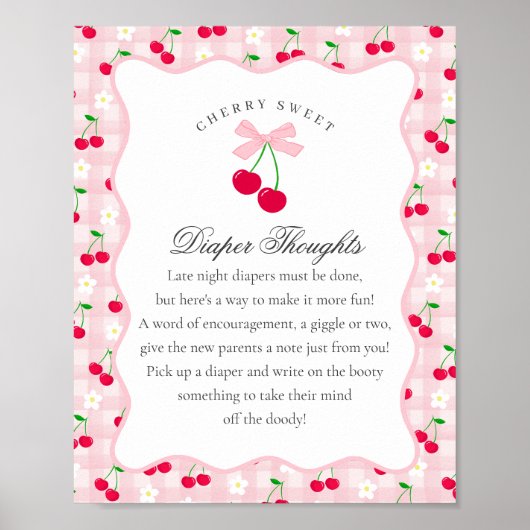 Cherry Sweet Pink Coquette Bow Luier Gedachten Poster (Voorkant)