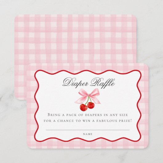 Cherry Sweet Pink Coquette Bow Luier Raffle Kaart (Voorkant / Achterkant)