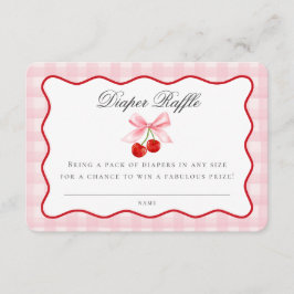 Cherry Sweet Pink Coquette Bow Luier Raffle Kaart