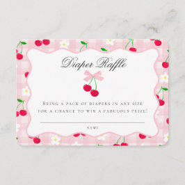 Cherry Sweet Pink Coquette Bow Luier Raffle Kaart