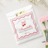 Cherry Sweet Pink Coquette Bow Verjaardag Dessert Bedankzakje (Gezegeld)