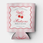 Cherry Sweet Pink Coquette Bow Verjaardagsgunst Blikjeskoeler (Voorkant)